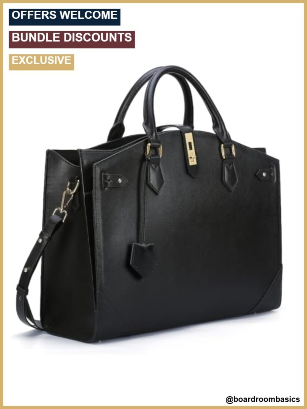 Leather 16" Laptop Tote Bag, Expandable Business Briefcase with Water Bottle